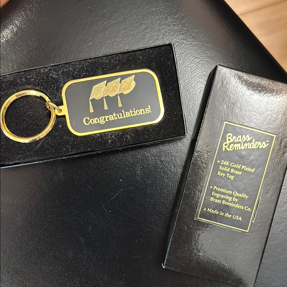 Graduation Gold Plated Solid Brass Key Tag Brand New